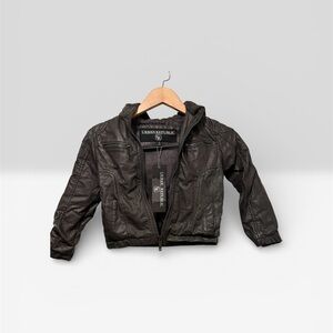 Kids Urban Republic grey Faux Leather Jacket with Hood